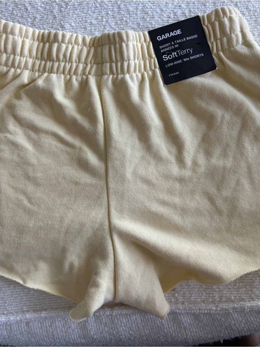 Garage Pale Yellow Soft Terry Girls' Low-Rise Shorts